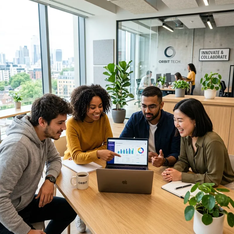 Startup team collaborating